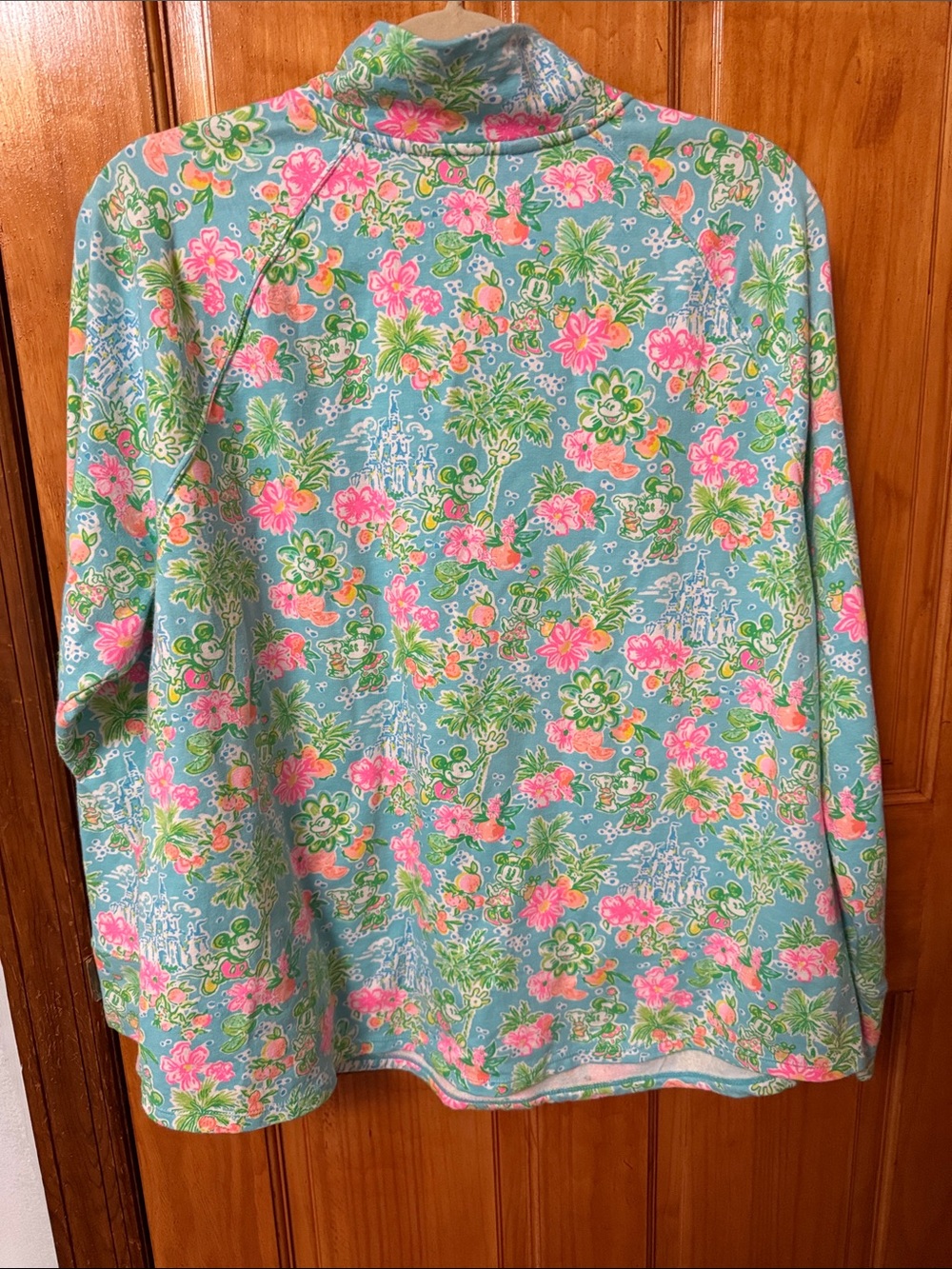 Lilly Pulitzer x Disney Light Blue Floral Half-Zip Pullover - Picture 4 of 6